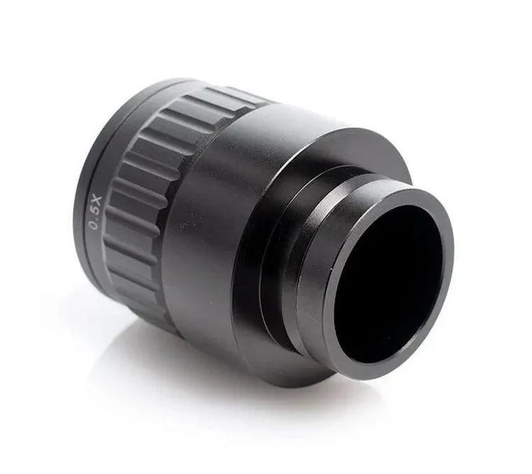 Focusable C-mount trinoc pipe (black) with 0.5x lens for better FOV