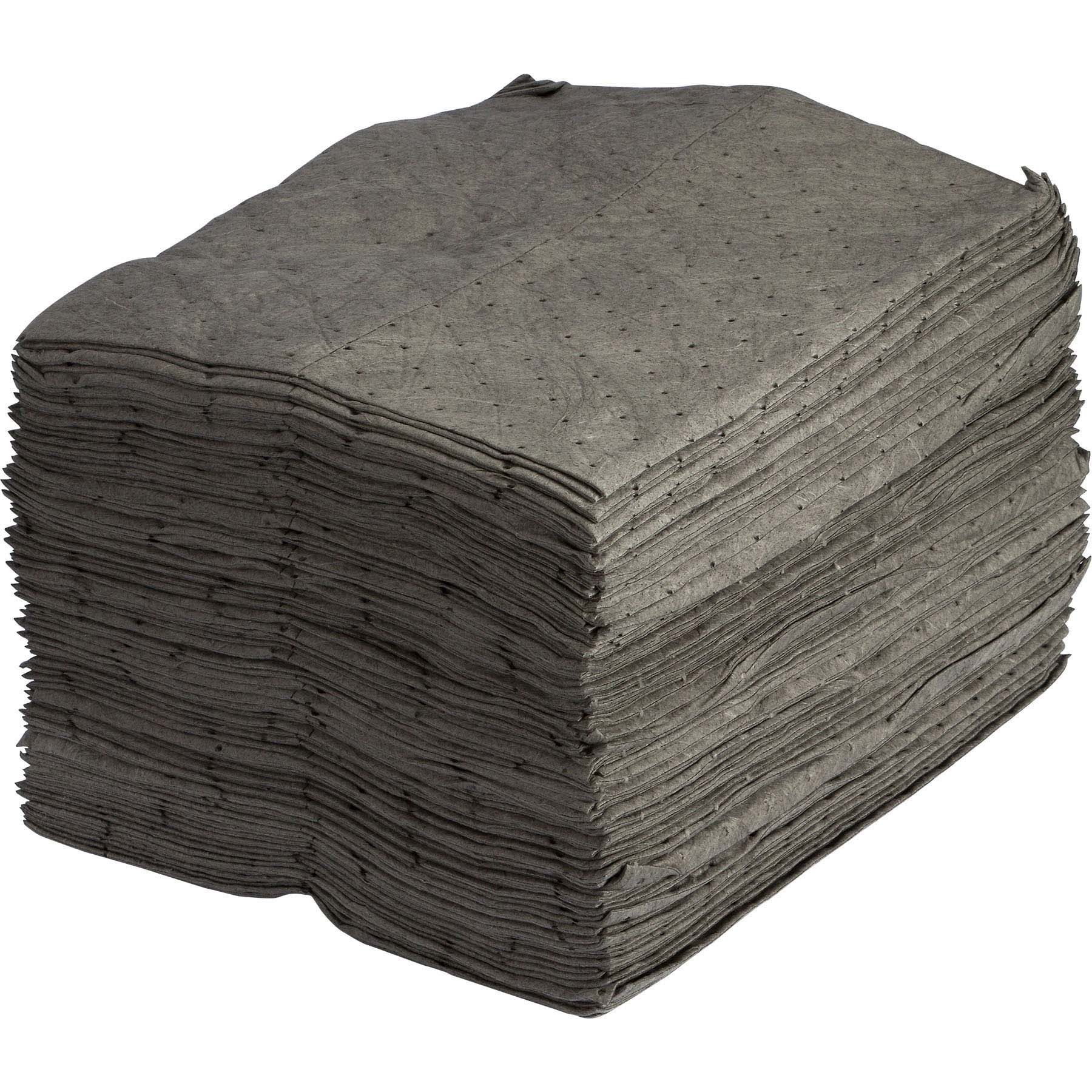 16" x 18" Heavy-Weight, Univ. Absorbent Pads, Sonic Bonded, Gray (100 pads/bag)