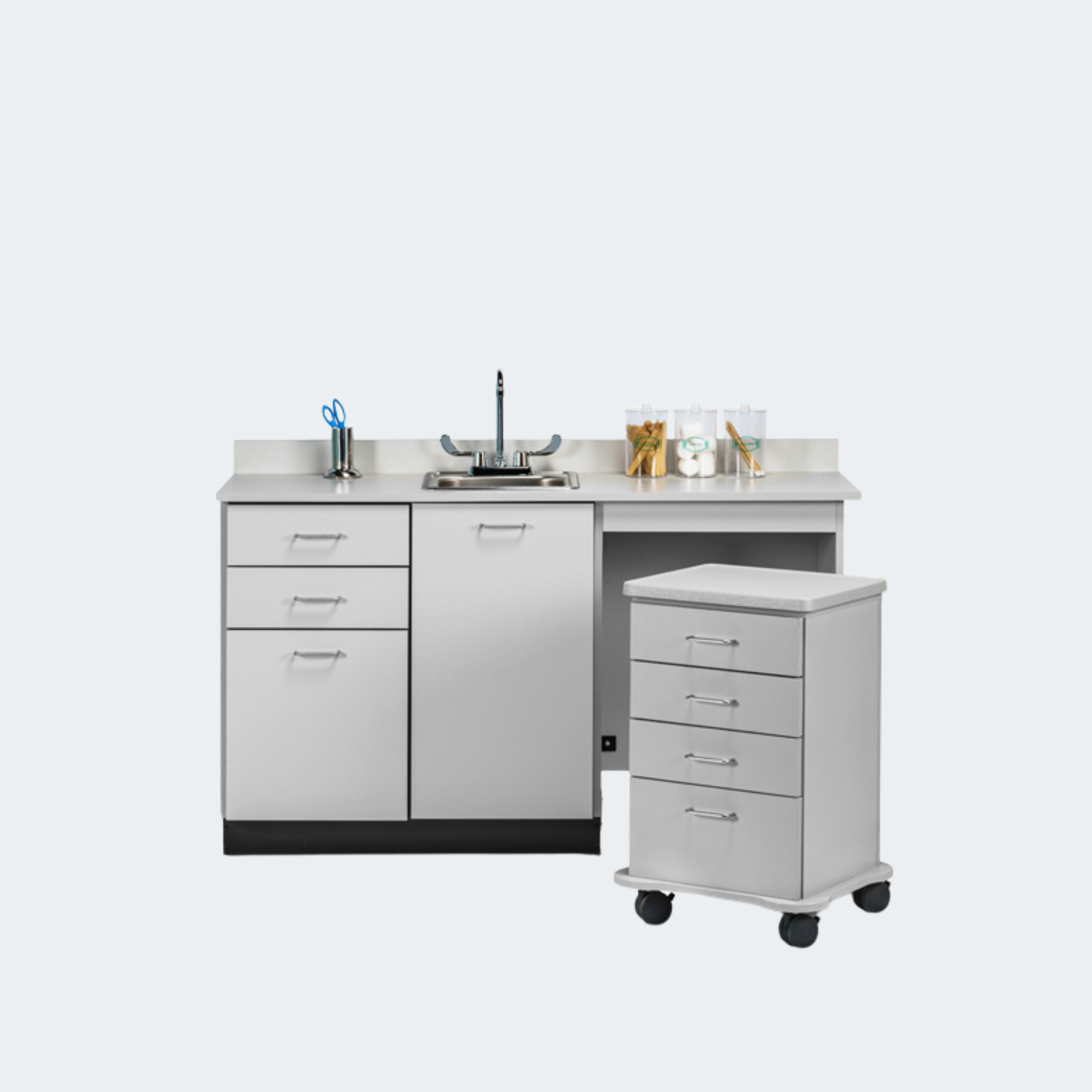 60" Cart-Mate with cart LEFT & single door MIDDLE