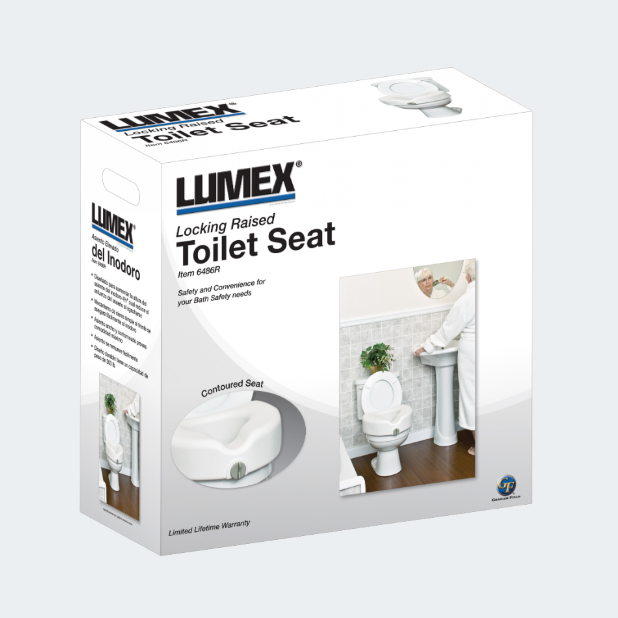 (6486A) TOILET SEAT RAISED w/o Arm 300lbs