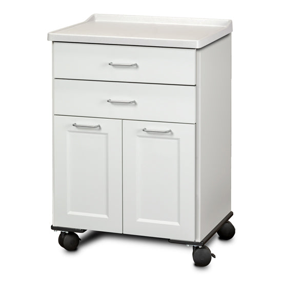 Mobile cabinet with 2 doors, 2 drawers and 1 adjustable shelf
Easy-clean, all-laminate interior
Tough, Fashion Finish thermo foil exterior with no front-facing seams