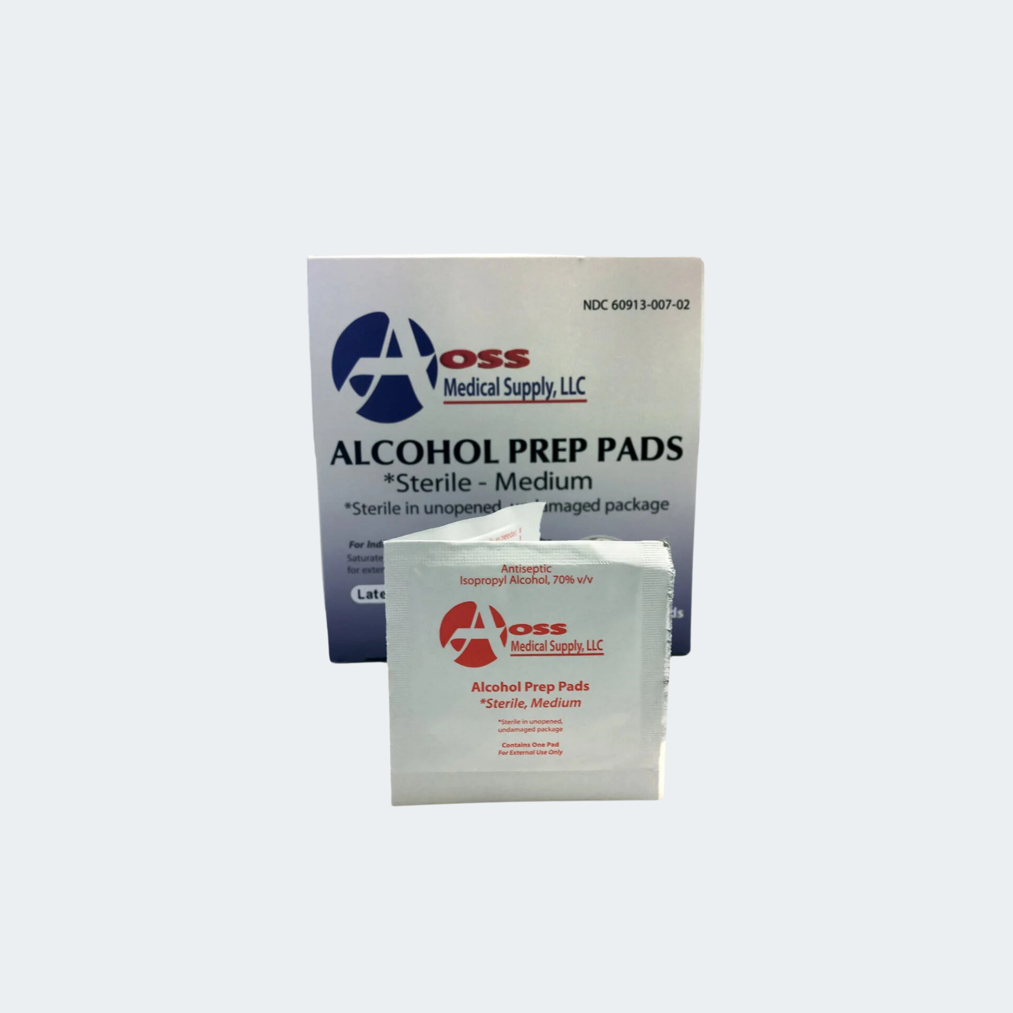 Alcohol Prep Pad AOSS Isopropyl Alcohol, 70% Individual Packet Medium Sterile
