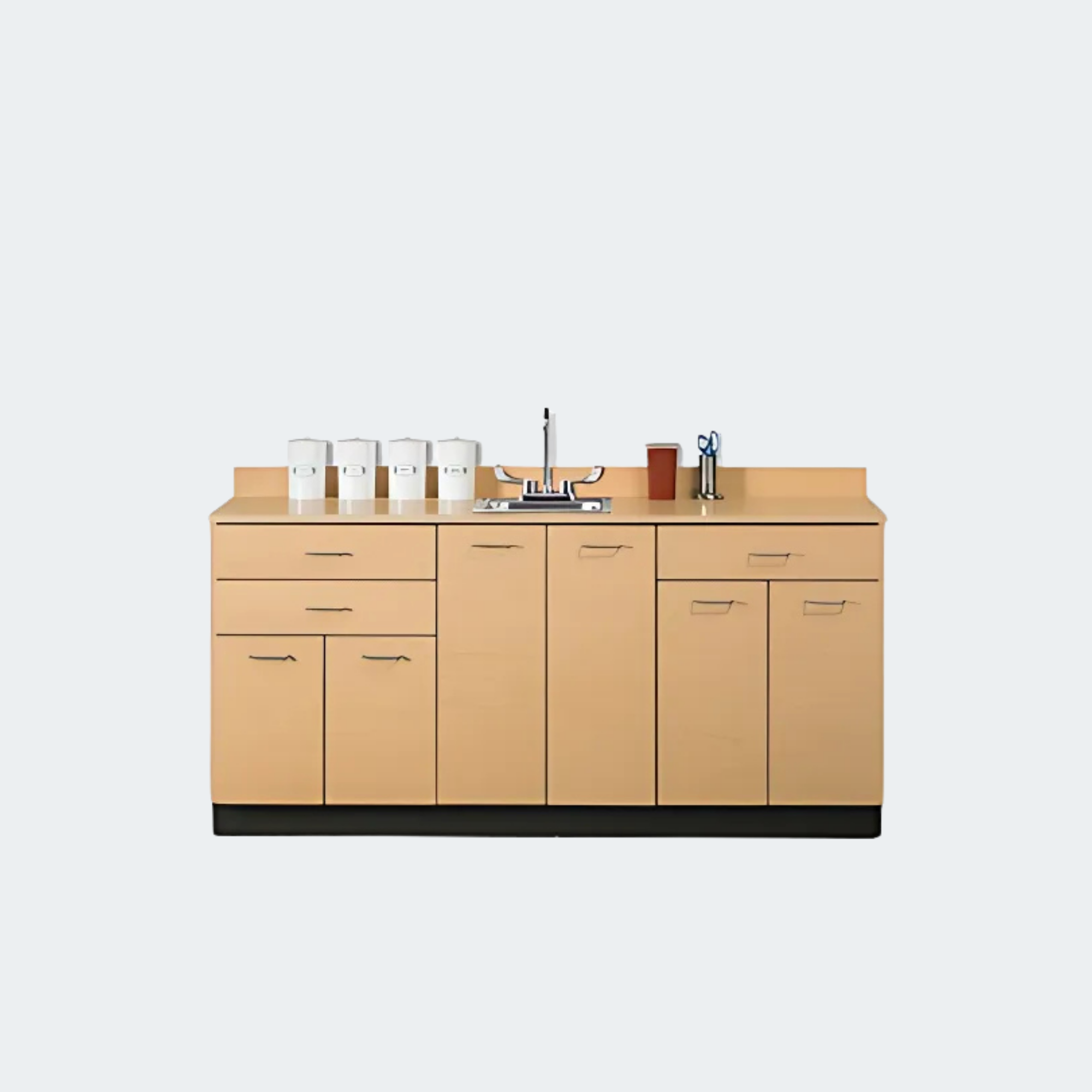 Base Cabinet with 6 Doors and 3 Drawers Made in the USA sink optional