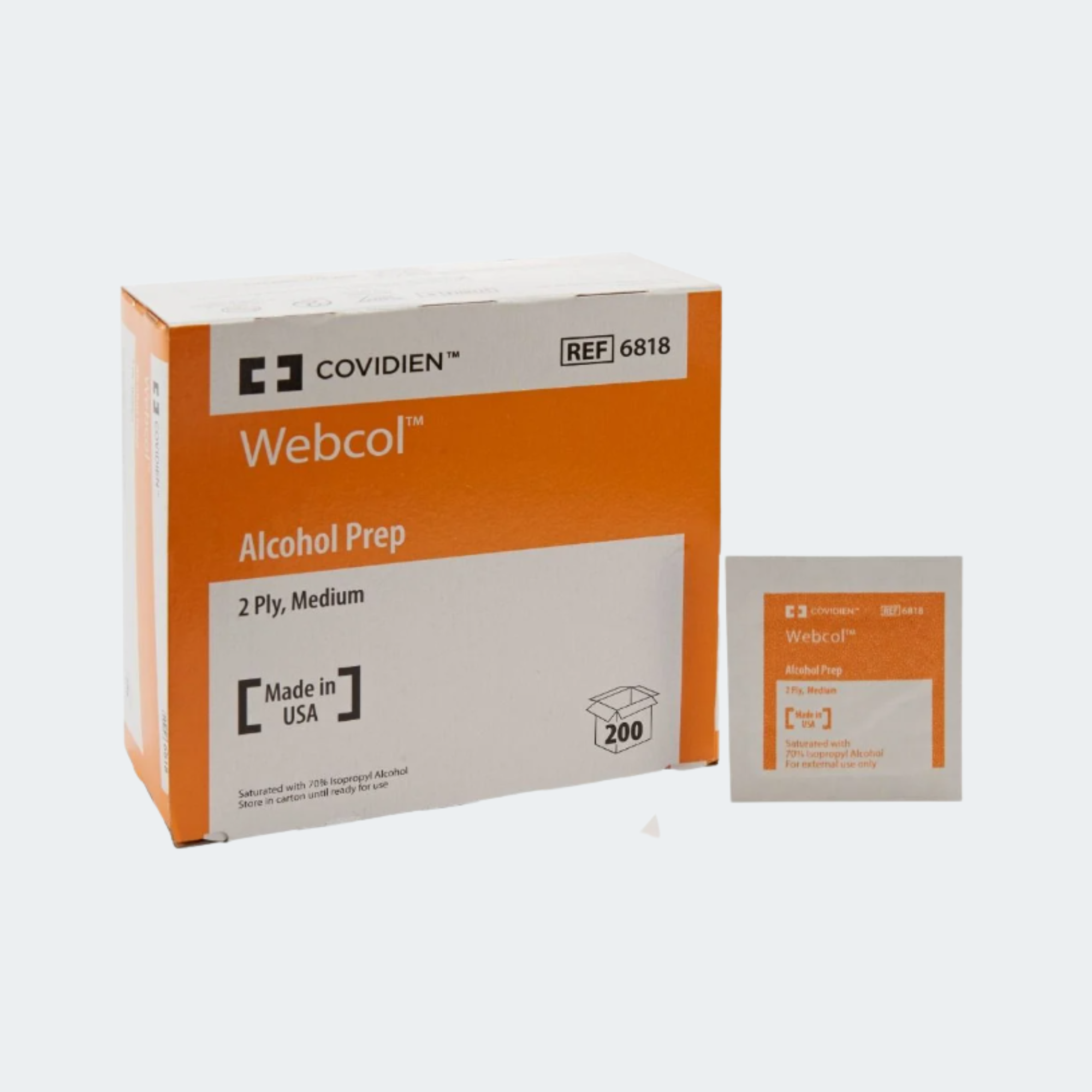 CARDINAL HEALTH WEBCOL ALCOHOL PREPAD, Large, 2-Ply, 200/bx, 20 bx/cs