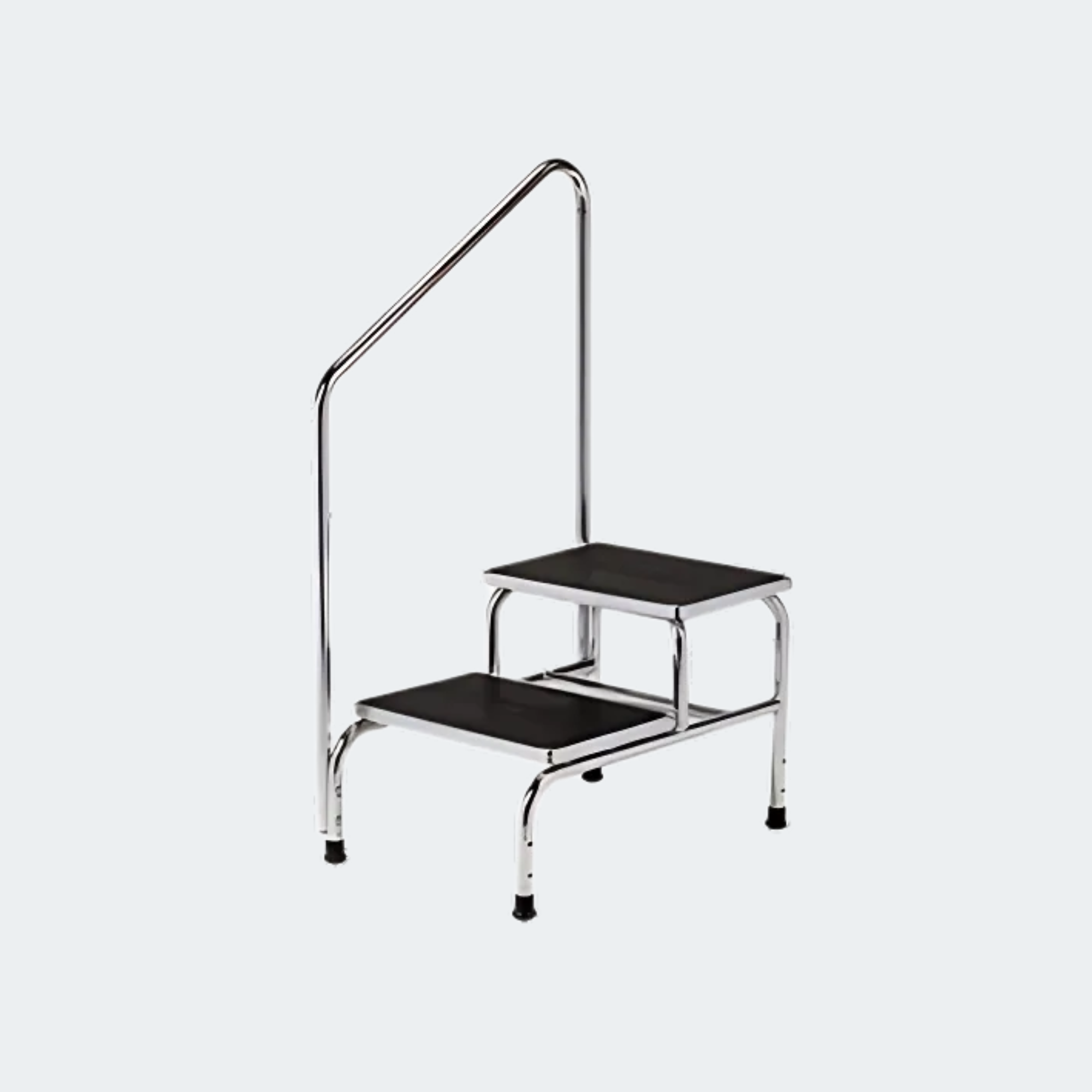 Chrome Two-Step Step Stool with Handrail