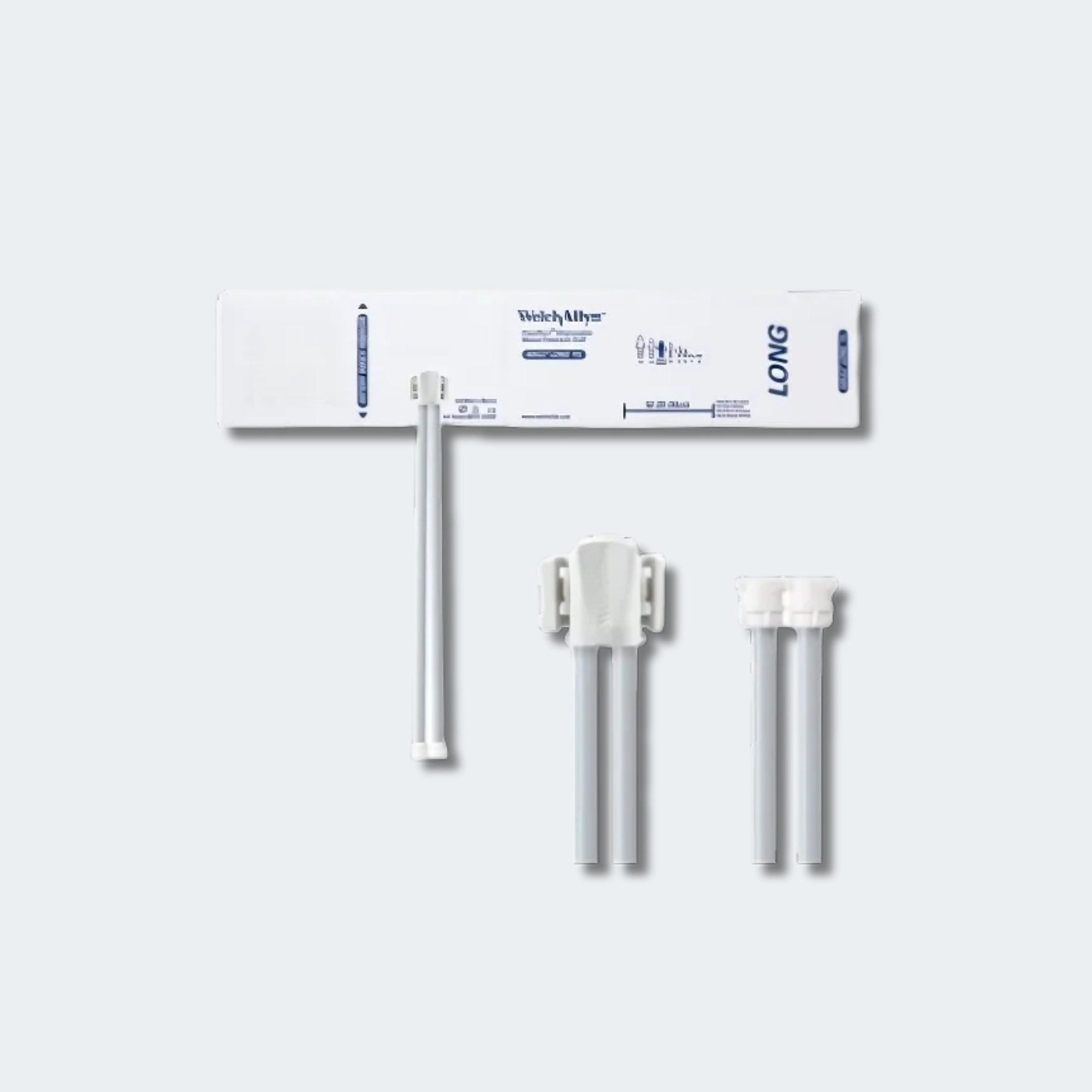 Welch Allyn FlexiPort Blood Pressure Cuff; Size-11L Adult Long, Soft Disposable, 2-Tubes, Female Locking (#5082-182) Connectors; Qty. 20