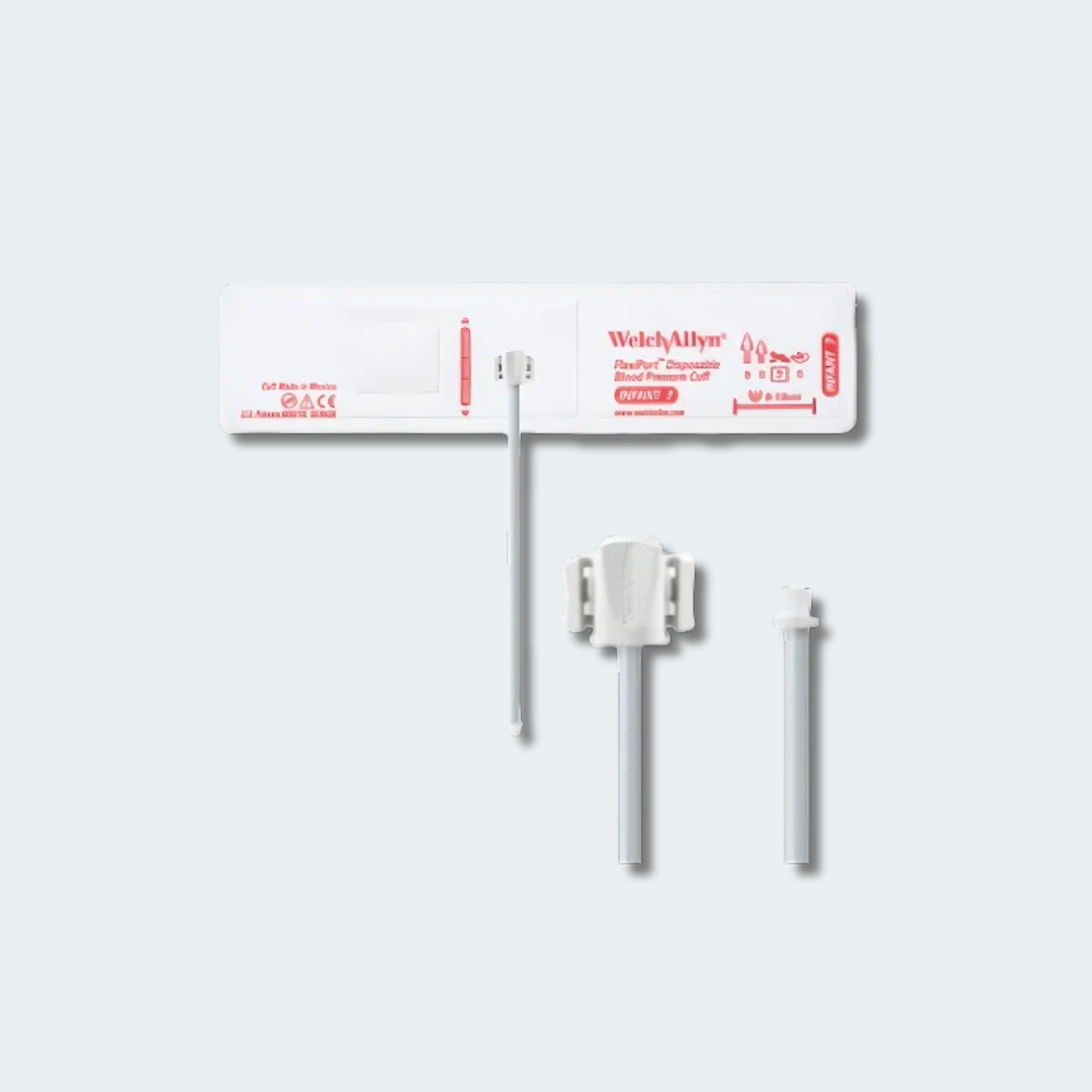Welch Allyn FlexiPort Blood Pressure Cuff; Size-07 Infant, Soft Disposable, 1-Tube, Male Screw (#5082-164) Connector; Qty. 20