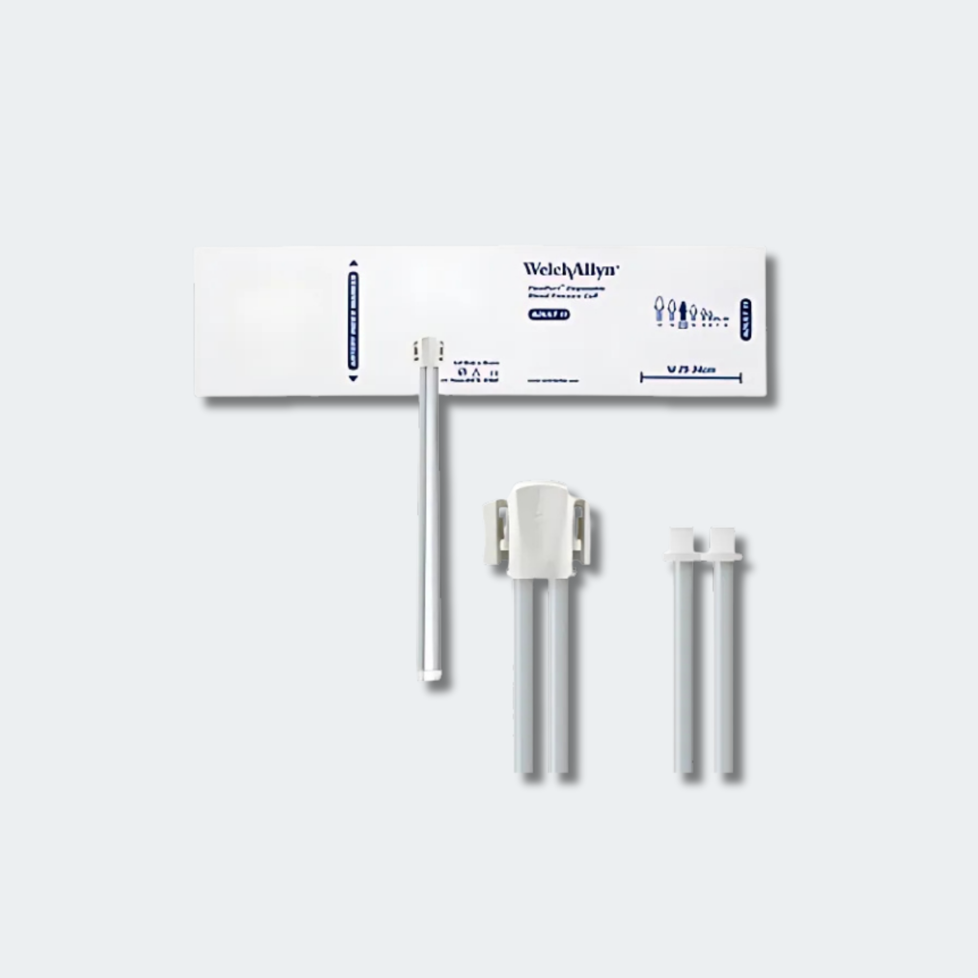 Welch Allyn FlexiPort Blood Pressure Cuff; Size-11 Adult, Soft Disposable, 2-Tubes, Male Screw (#5082-164) Connectors; Qty. 20