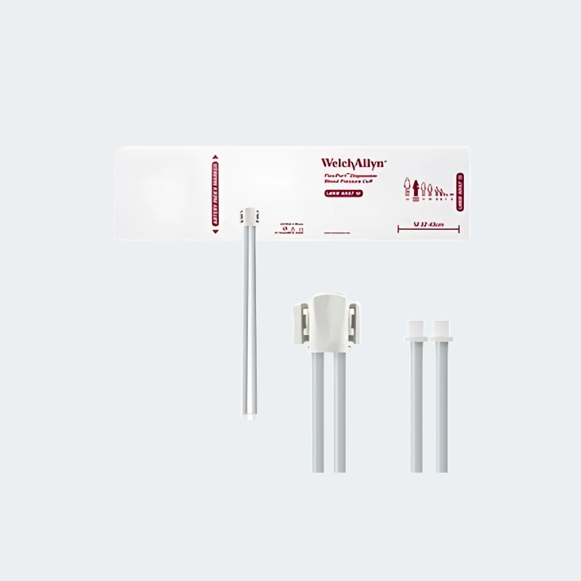 Welch Allyn FlexiPort Blood Pressure Cuff; Size-12 Large Adult, Soft Disposable, 2-Tubes, Male Screw (#5082-164) Connectors; Qty. 20