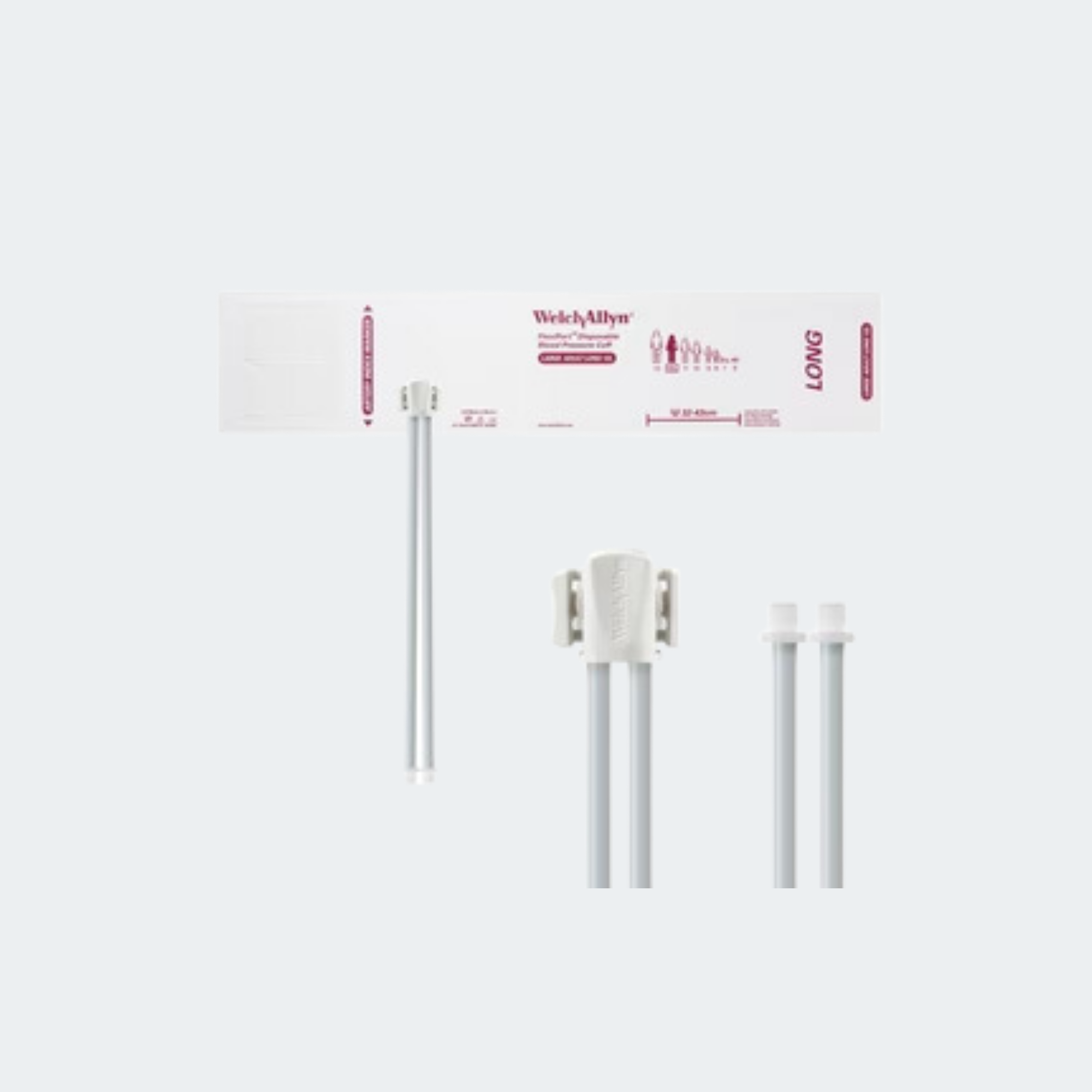 Welch Allyn FlexiPort Blood Pressure Cuff; Size-12L Large Adult Long, Soft Disposable, 2-Tubes, Male Screw (#5082-164) Connectors