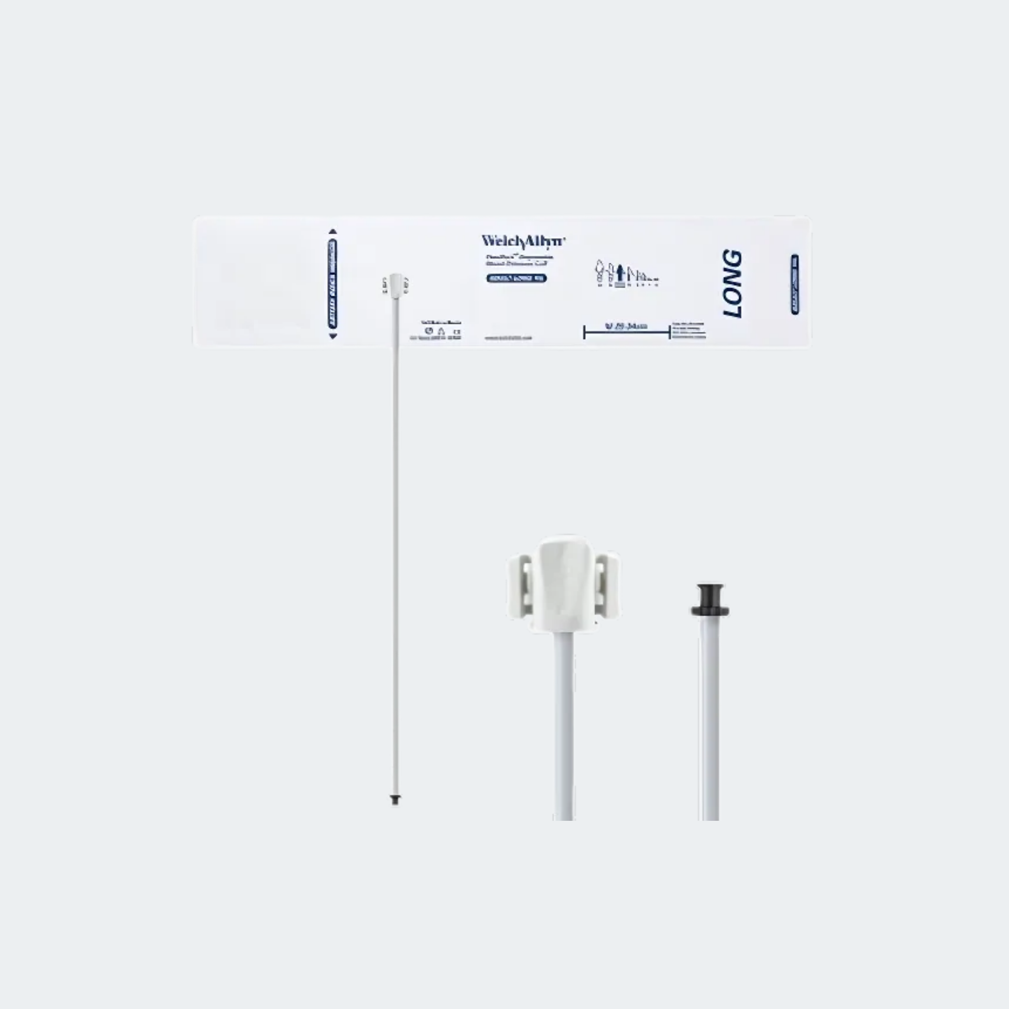 Welch Allyn FlexiPort Blood Pressure Cuff; Size-11L Adult Long, Soft Disposable, 1-Tube, Tri-Purpose (#5082-168) Connector