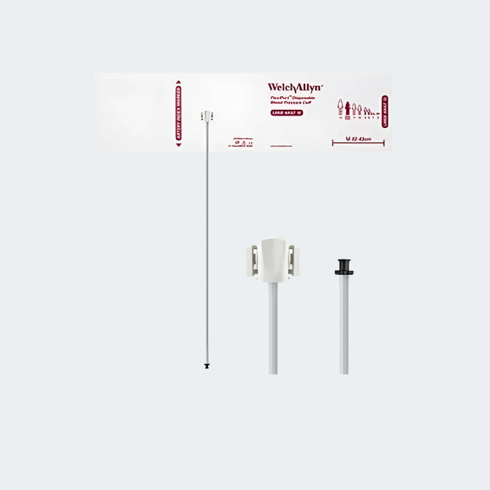 Welch Allyn FlexiPort Blood Pressure Cuff; Size-12 Large Adult, Soft Disposable, 1-Tube, Tri-Purpose (#5082-168) Connector