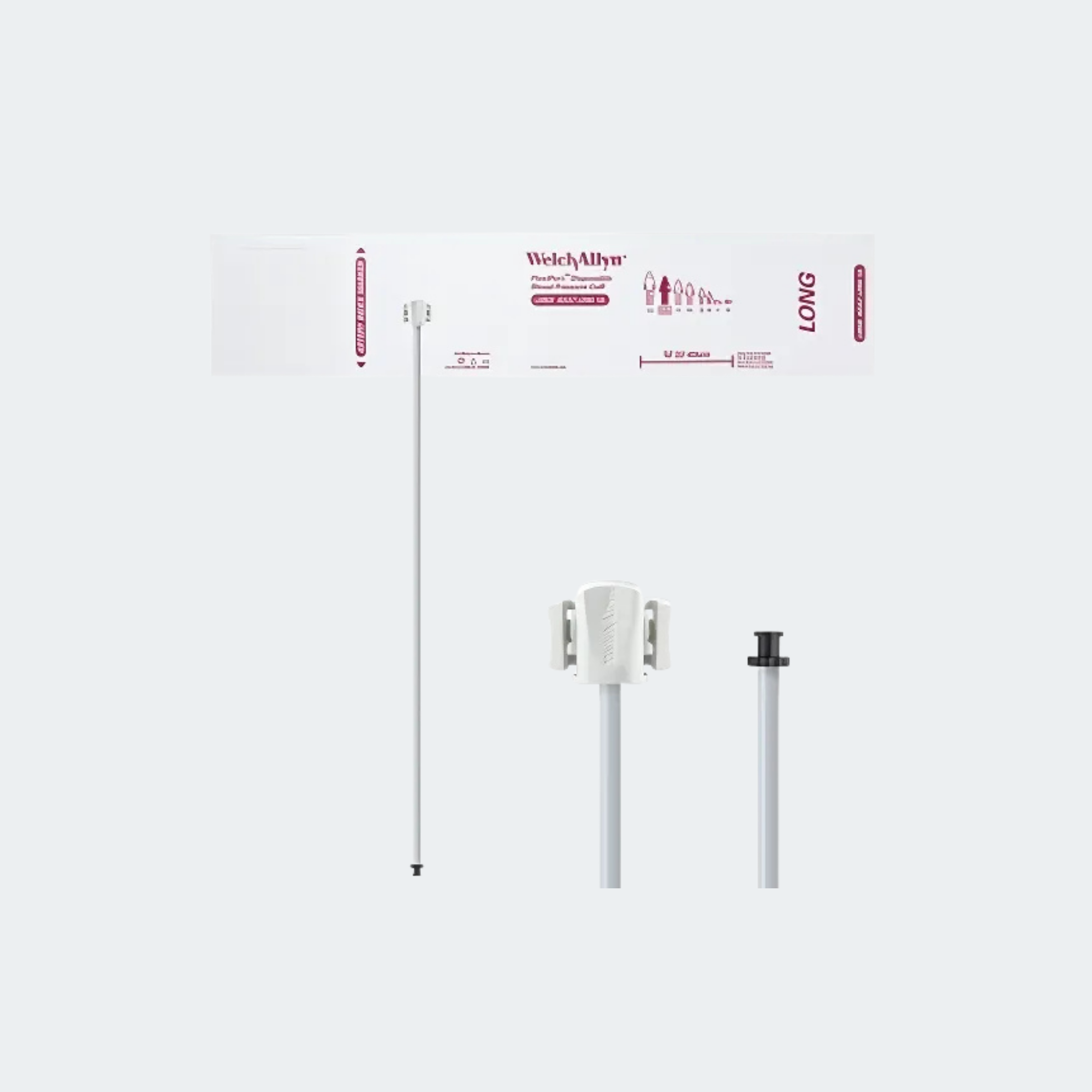 Welch Allyn FlexiPort Blood Pressure Cuff; Size-12L Large Adult Long, Soft Disposable, 1-Tube, Tri-Purpose (#5082-168) Connector