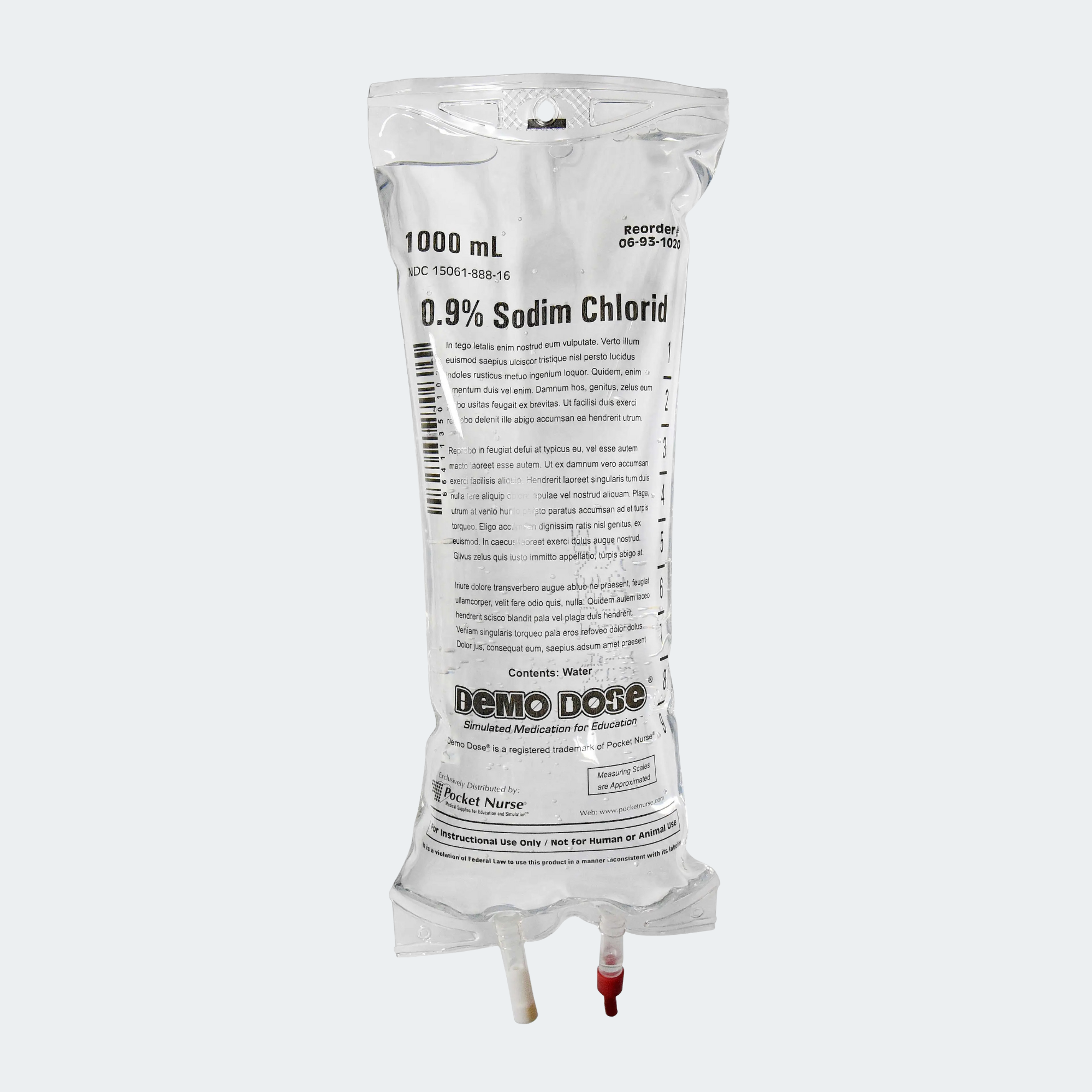 Demo Dose® 0.9% Sodim Chlorid IV Fluid, 1000mL Only for training nor for human or animal use