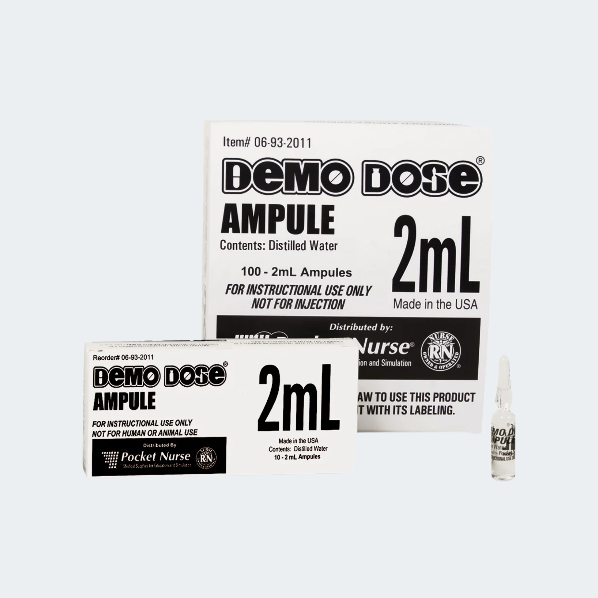 Demo Dose Clear Ampule 2mL (10/PK) Only for training not for use on animals or human.