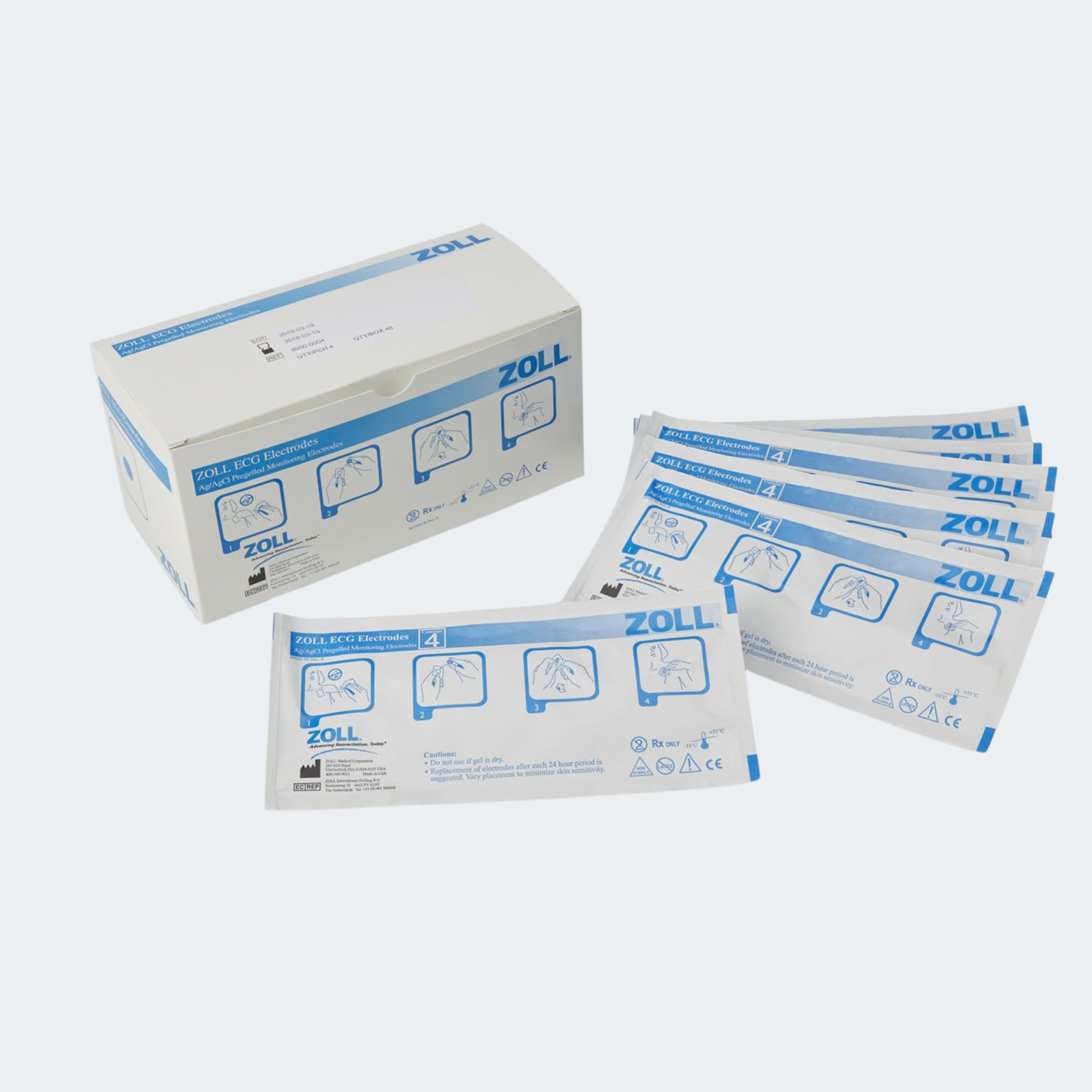 ECG Rectangular Electrodes, 4 Per Pouch/480 Per Case