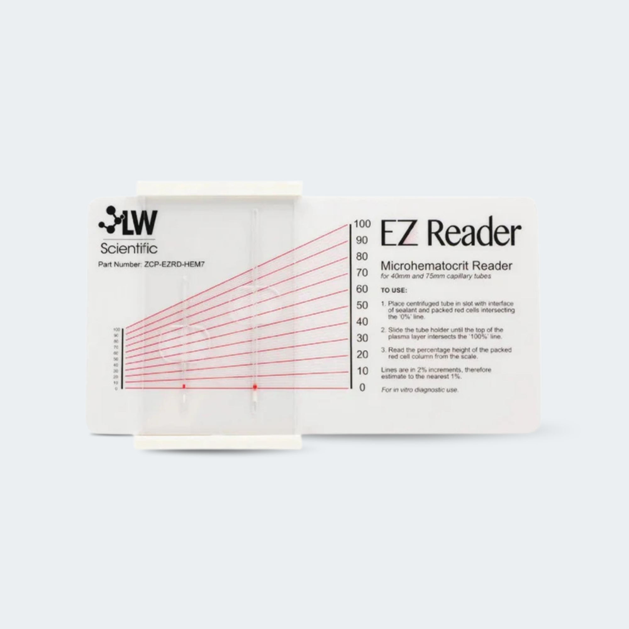 EZ Reader Card for ZipCombo and any other Hematocrit centrifuge