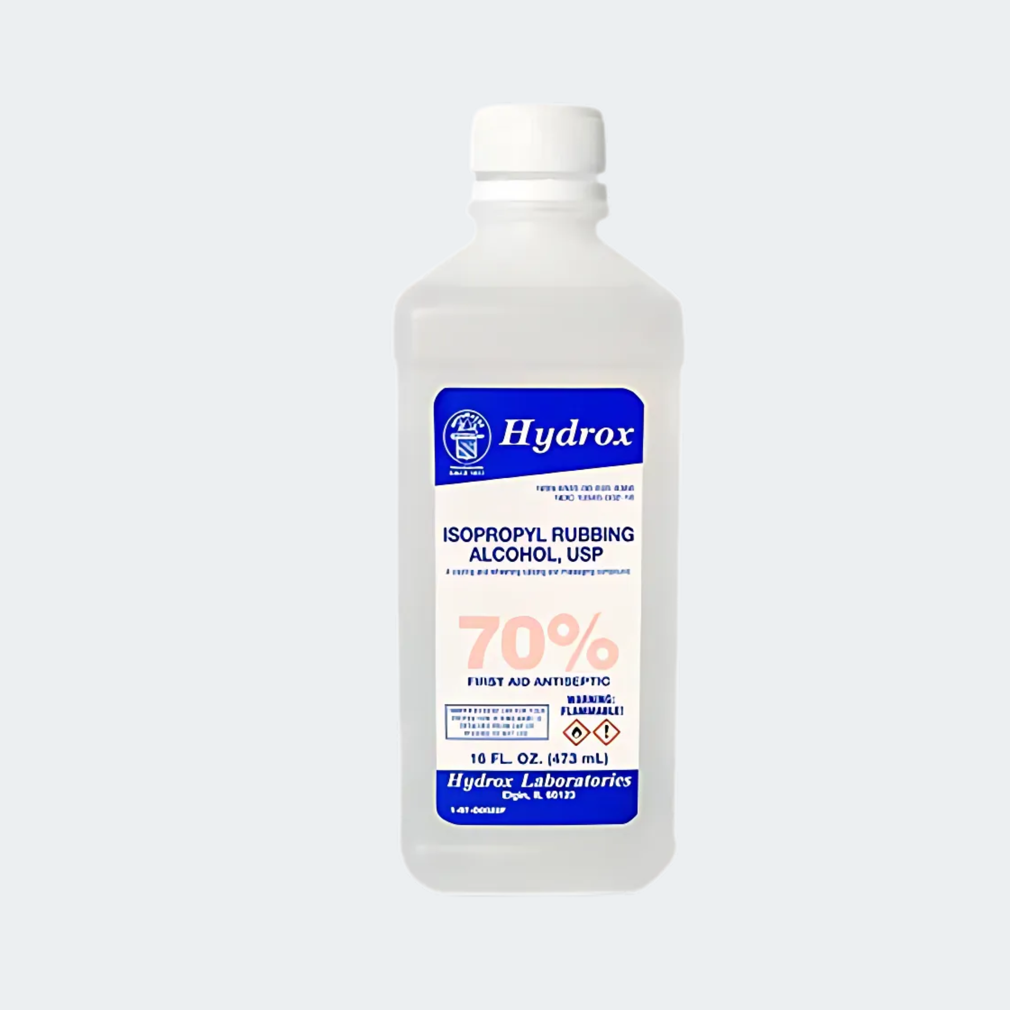HYDROX Isopropyl Rubbing Alcohol 70%, USP, 16 oz, 12/cs. MFID: D0022