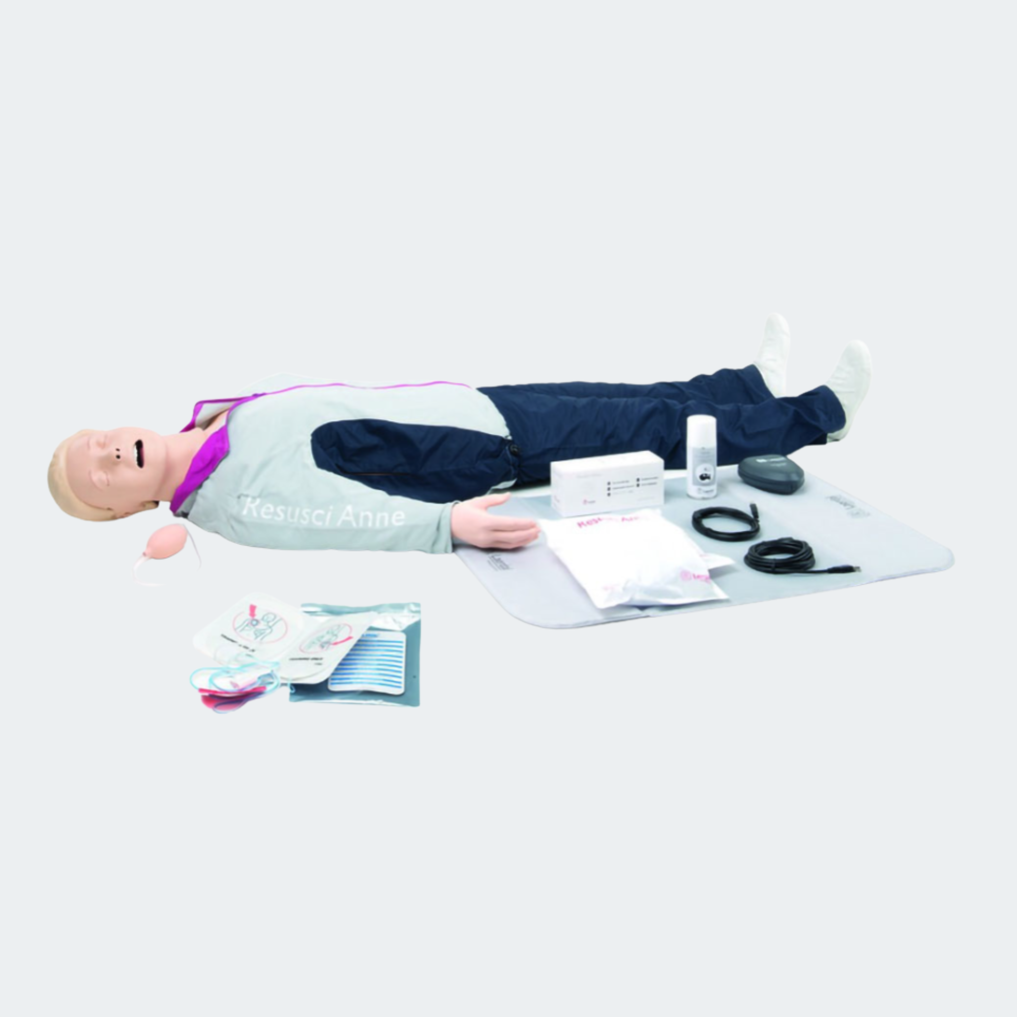 Laerdal Resusci Anne QCPR AED Full Body w/Airway Head, Rechargeable Battery, & Carry Case