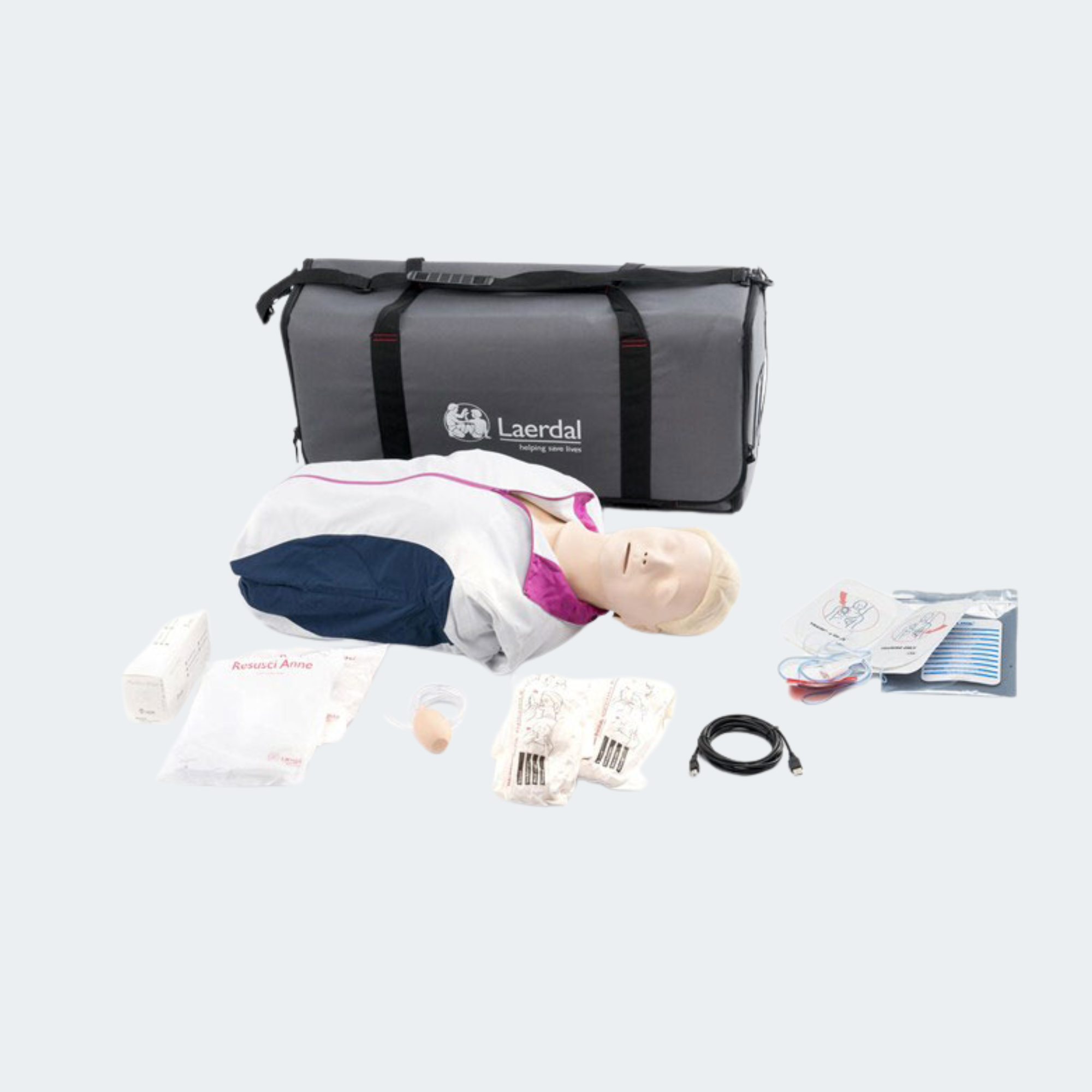 Laerdal Resusci Anne QCPR AED Torso w/Carry Bag - Rechargeable Part #: 173-00160