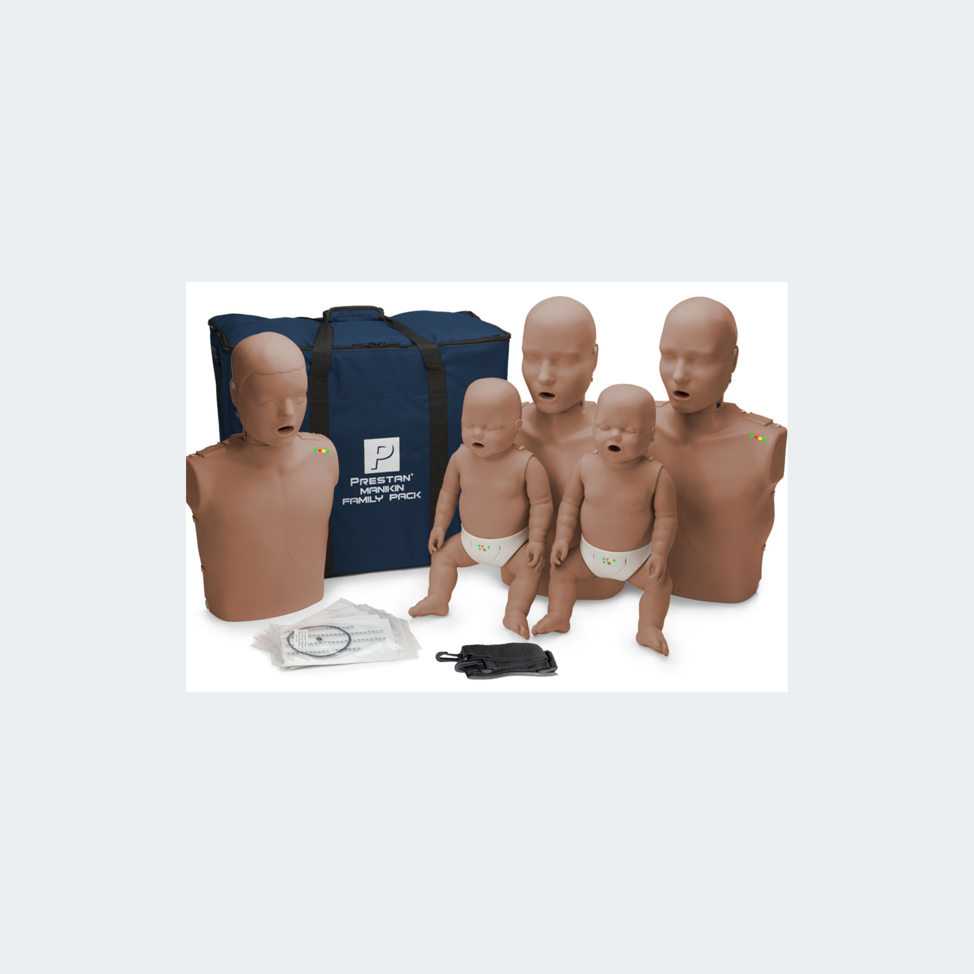 PRESTAN Manikin Professional Dark Skin Family Pack with CPR Monitor Part #: PP-FM-500M-DS