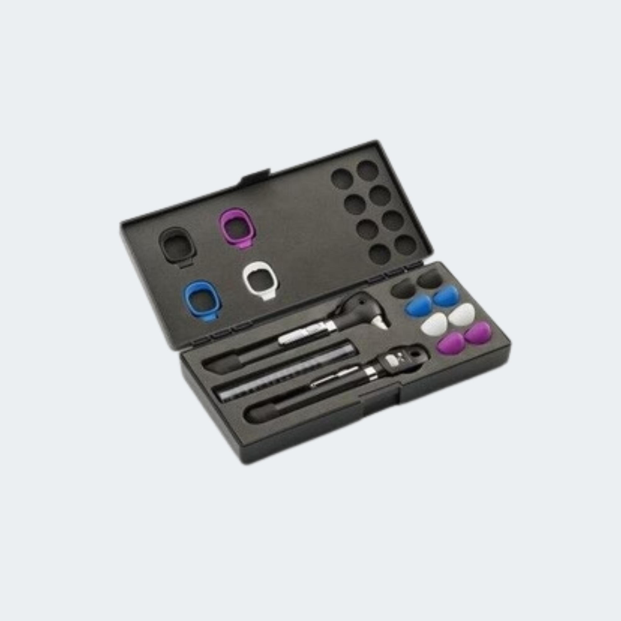 Pocket Plus Diagnostic Set, Includes: Ophthalmoscope, Fiber-Optic Otoscope, LED, 2.5V, (2) AA-Battery Handles, Hard Storage Case, Blueberry