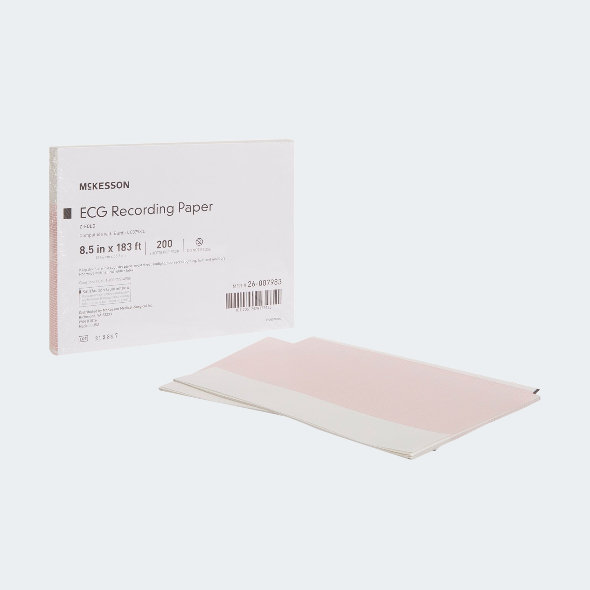 Recording Chart Paper McKesson Z-Fold Red Grid 200/PK