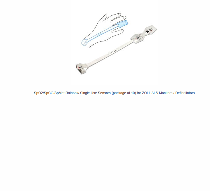 SpO2/SpCO/SpMet Rainbow Single Use Sensors (package of 10) for ZOLL ALS Monitors / Defibrillators Part #: 8000-0339