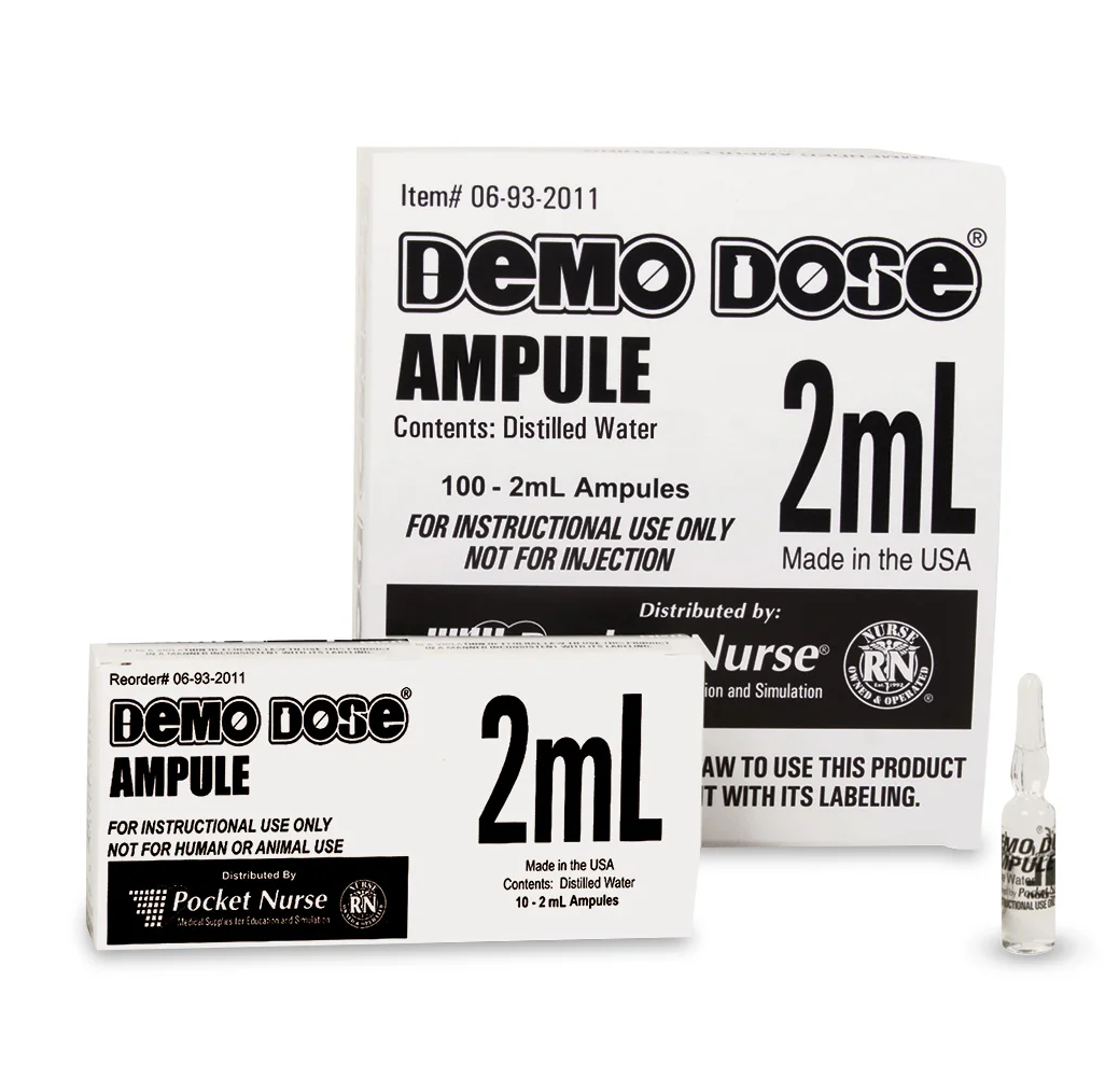 Demo Dose Clear Ampule 2mL (10/PK) Only for training not for use on animals or human.