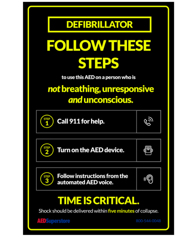 How an AED Works Sign