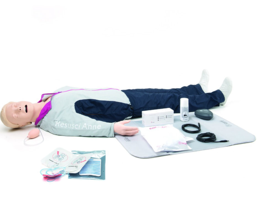 Laerdal Resusci Anne QCPR AED Full Body w/Airway Head, Rechargeable Battery, & Carry Case
