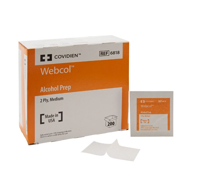 CARDINAL HEALTH WEBCOL ALCOHOL PREPAD, Large, 2-Ply, 200/bx, 20 bx/cs