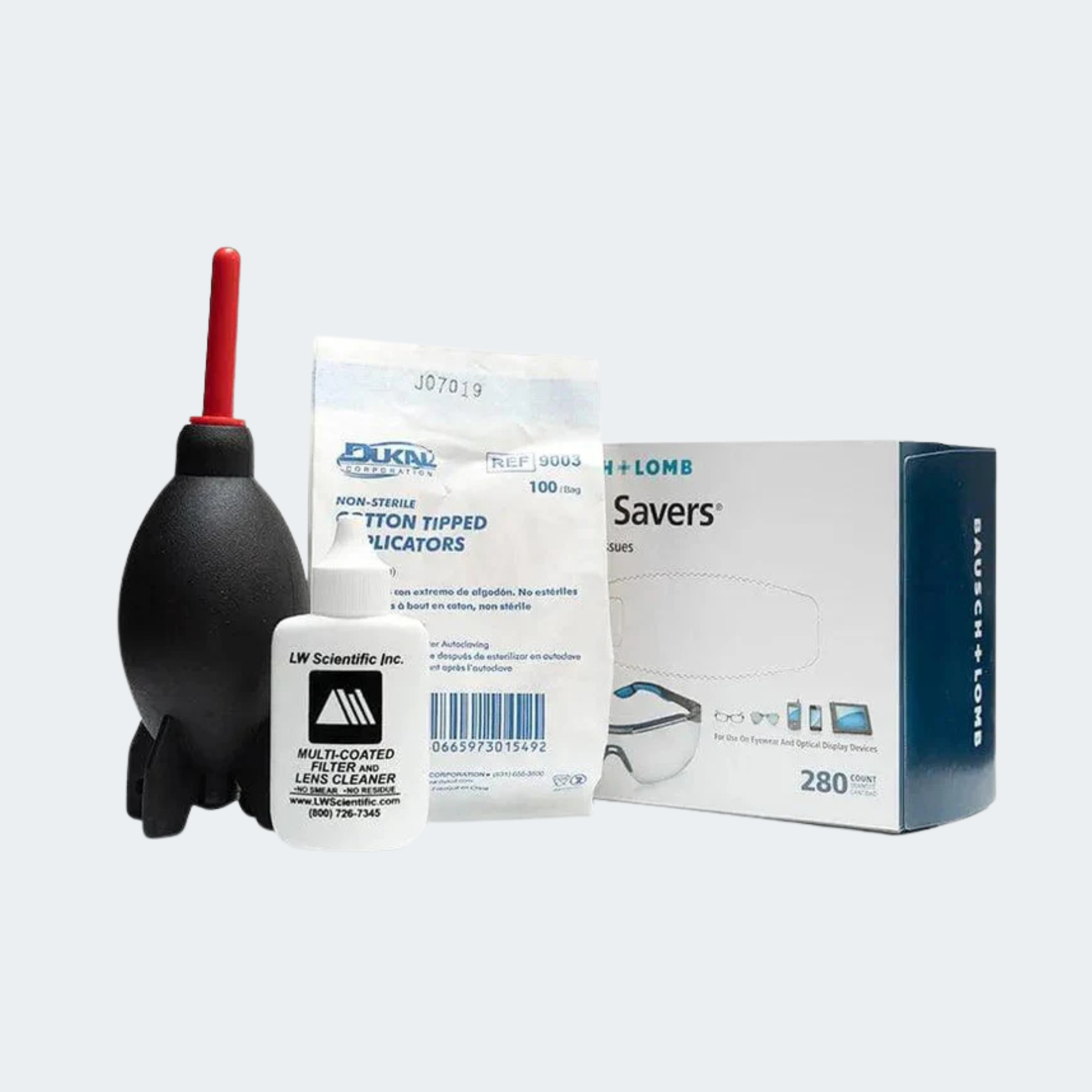 Standard Cleaning Kit - Air, lens paper, fluid, swabs