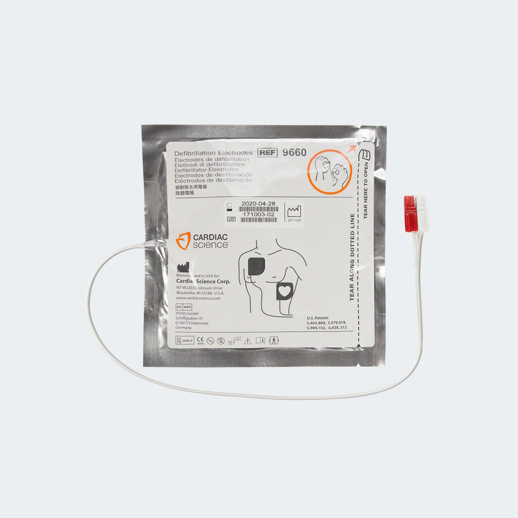 Cardiac Science Powerheart AED G3 PRO Polarized Adult Defibrillation Electrode Pads Part #: 9660-001