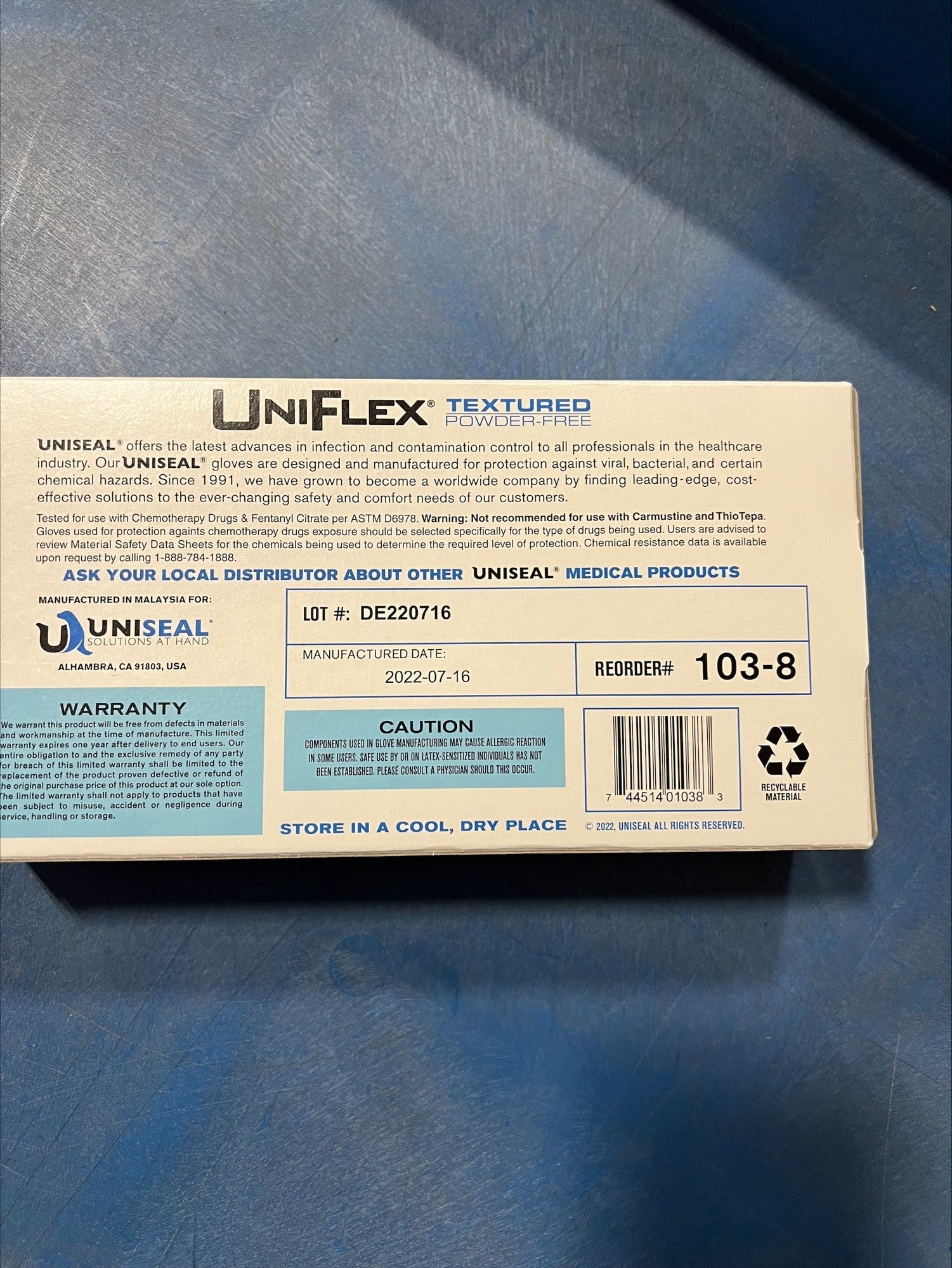 Uniseal UniFlex Nitrile PF Textured Gloves Large 4mil (1000/CA)