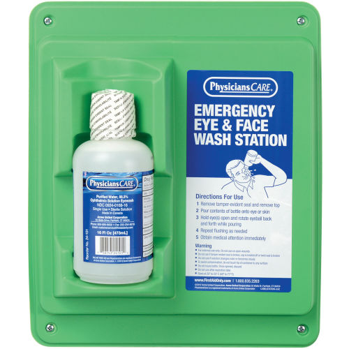 PhysiciansCare&reg; Wall Mount Eye Flush Station, Single, 16 Oz. Bottle, 24-000AOSS Medical SupplyEye WashAOSS Medical Supply