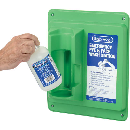 PhysiciansCare&reg; Wall Mount Eye Flush Station, Single, 16 Oz. Bottle, 24-000AOSS Medical SupplyEye WashAOSS Medical Supply
