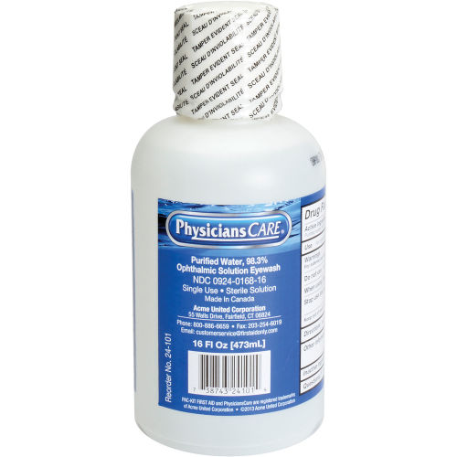 PhysiciansCare&reg; Wall Mount Eye Flush Station, Single, 16 Oz. Bottle, 24-000AOSS Medical SupplyEye WashAOSS Medical Supply