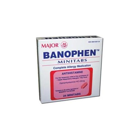 Major Banophen Allergy Relief Antihistamine Capsules, 25mg, 100 ctMajor PharmaceuticalsAllergy MedicationAOSS Medical Supply