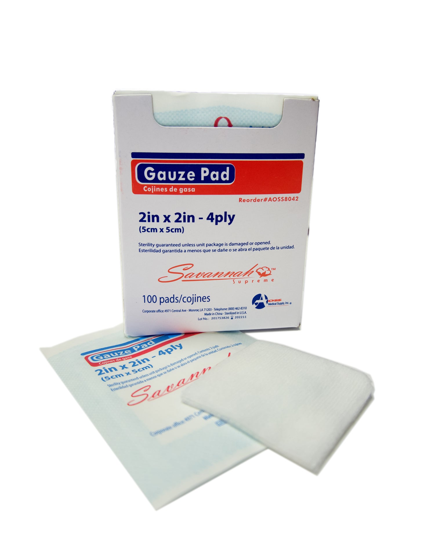 AOSS Gauze Pad, 2 x 2 Inch, 4-Ply (Sterile 2s) - CASEAOSS Medical SupplyGauze PadAOSS Medical Supply