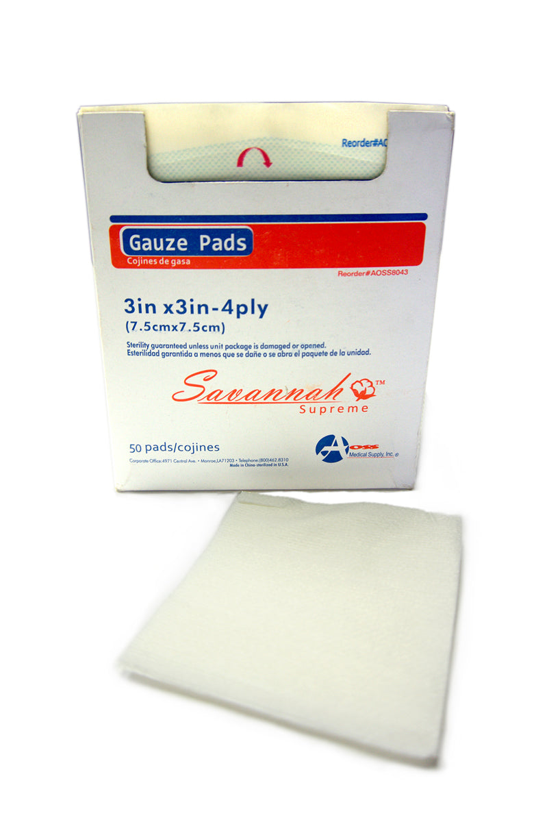 AOSS Gauze Pad, 3 x 3 Inch, 4-Ply (Sterile 2s)AOSS Medical SupplyNon-Woven SpongeAOSS Medical Supply