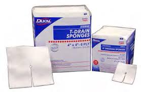 Dukal 8746 T-Drain Sponge, 4" x 4", SterileDukalT Drain SpongeAOSS Medical Supply